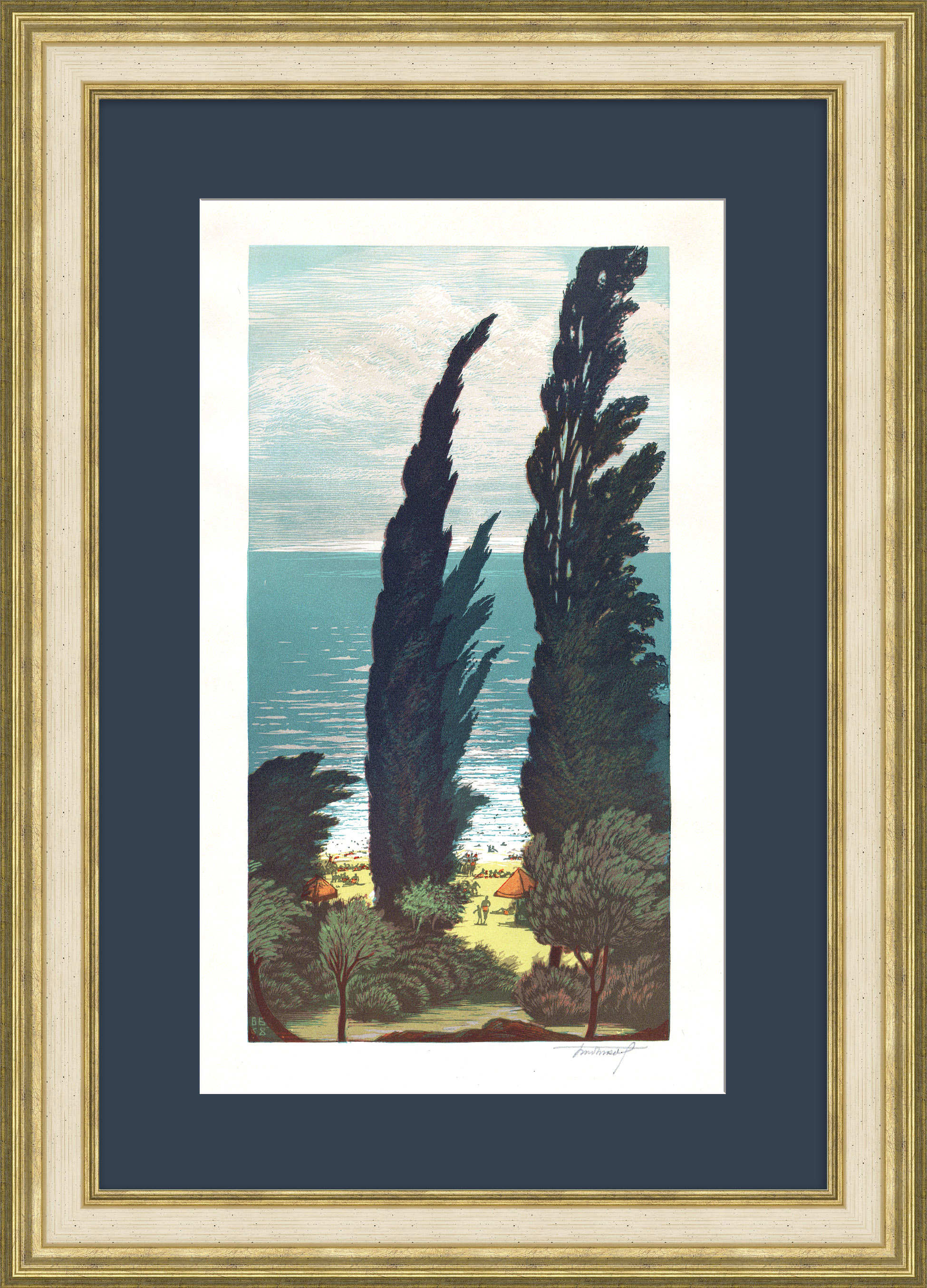 Крым, на пляже. Авторская гравюра Крым, на пляже. Авторская гравюра