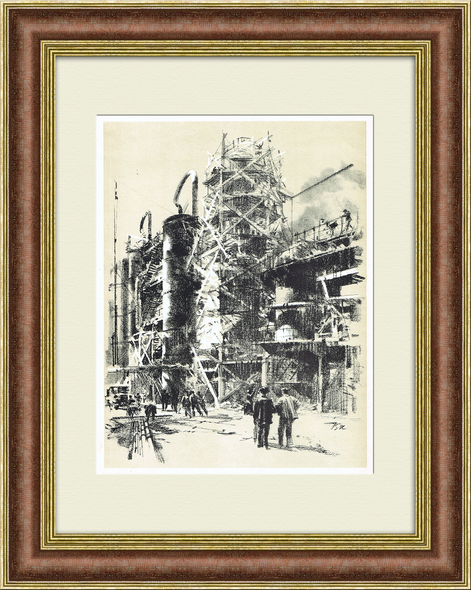 Люберецкий крекингзавод (Московский перерабатывающий), винтажная иллюстрация Люберецкий крекингзавод (Московский перерабатывающий), винтажная иллюстрация