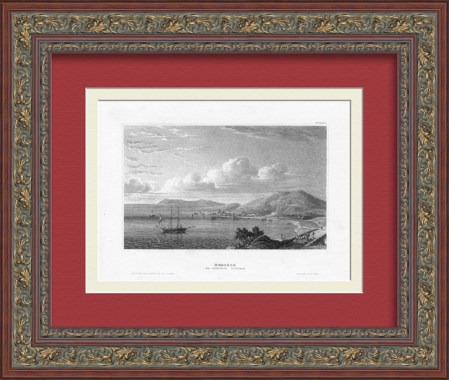 Керчь, Российская империя. Старинная гравюра Керчь, Российская империя. Старинная гравюра