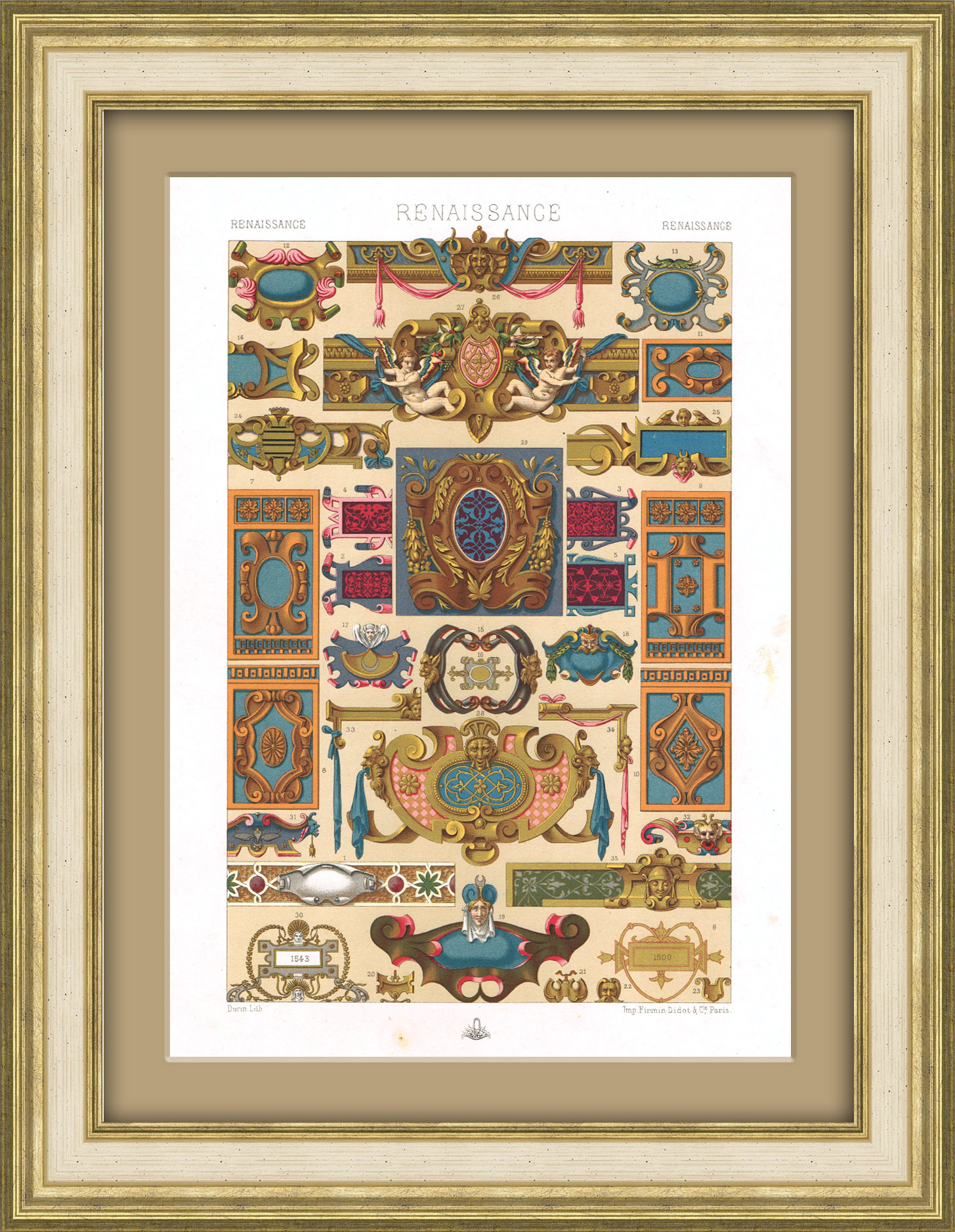 Ренессанс - декор в архитектуре и интерьере. Антикварная хромолитография Ренессанс - декор в архитектуре и интерьере. Антикварная хромолитография